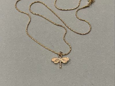 Minimalist Gold Colored Dragonfly Necklace