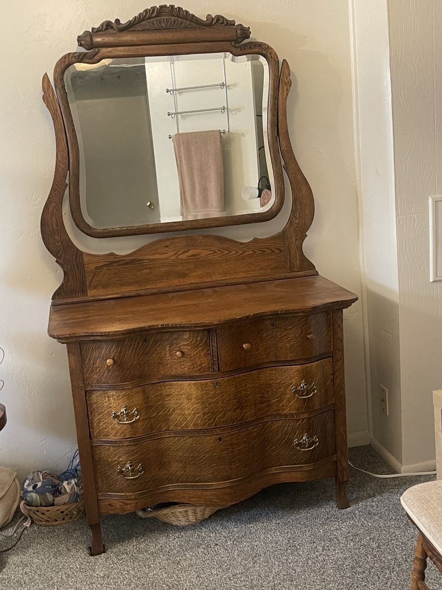 Tiger maple dresser from 1930s