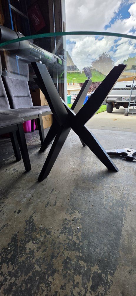 Glass top table with 4 chairs. 