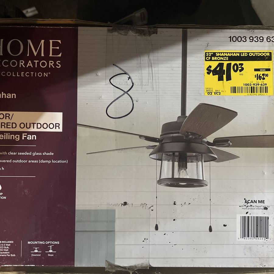 Home Decorators Shanahan 52 in Indoor Covered Outdoor Bronze LED Ceiling Fan