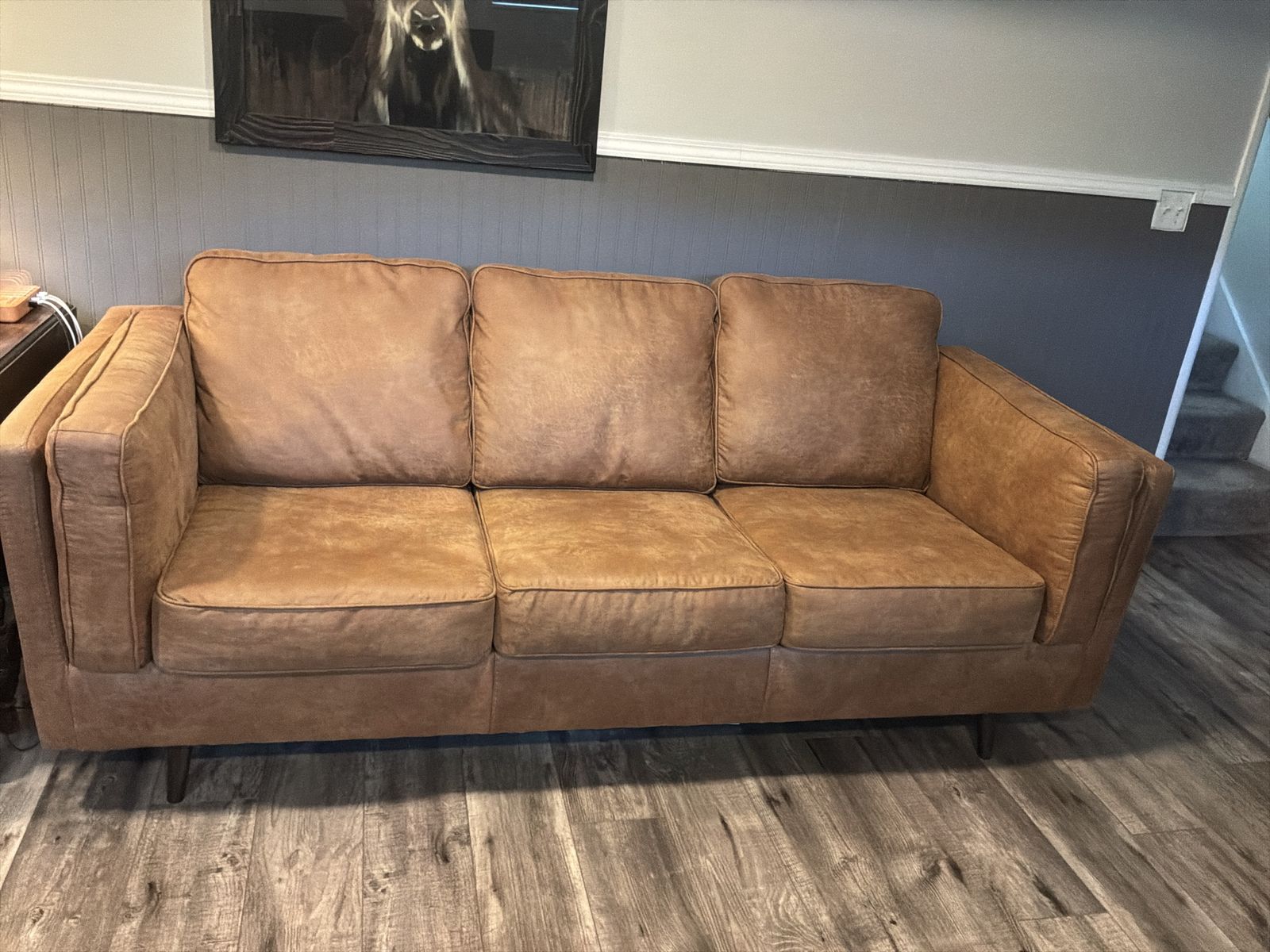 Full Size Brown Leather Couch