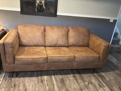 Full Size Brown Leather Couch