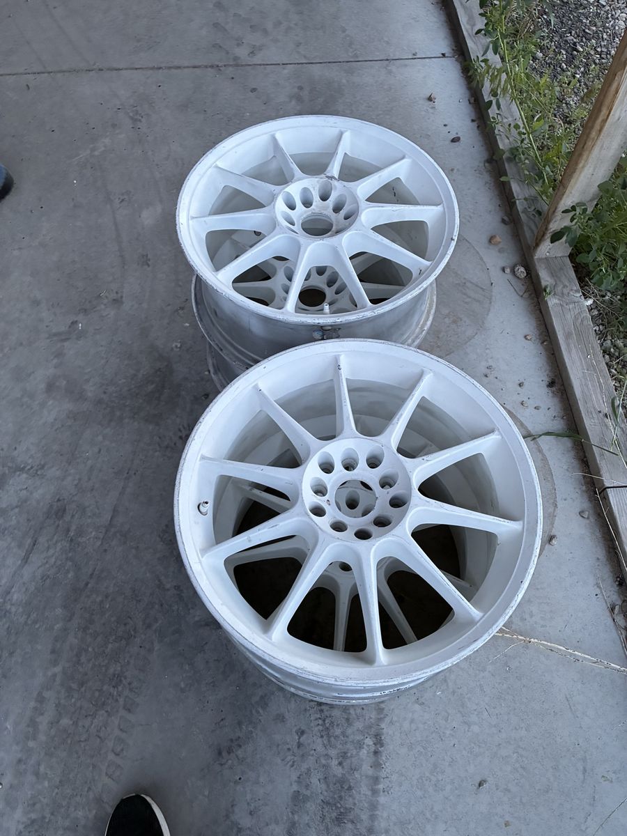 18 inch by 8 inch universal white racing rims