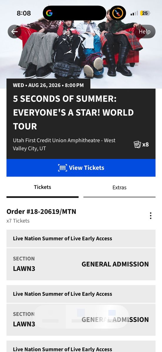 5 Seconds of Summer Concert Ticket