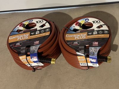 $40 LESS THAN HOME DEPOT! (SET OF 2) BRAND NEW IN PACKAGING Swan 100’ X 3/4” Heavy Duty Contractors Garden/Water Hoses