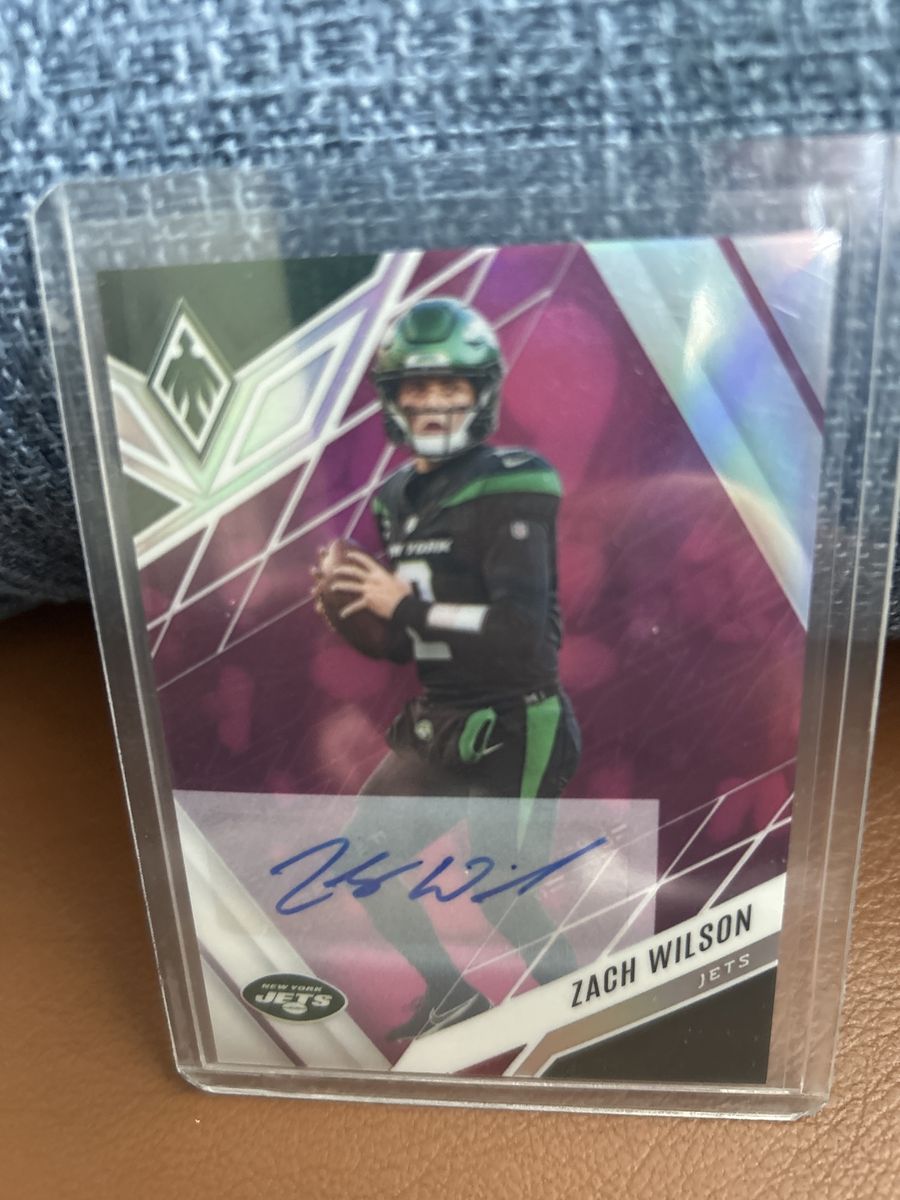 2022 Rare Pink 17/20 Stamped Certified Auto Zach Wilson Autographed Football Hand Signed Card - New York Jets BYU Cougars