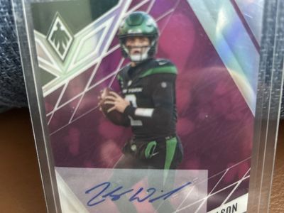 2022 Rare Pink 17/20 Stamped Certified Auto Zach Wilson Autographed Football Hand Signed Card - New York Jets BYU Cougars