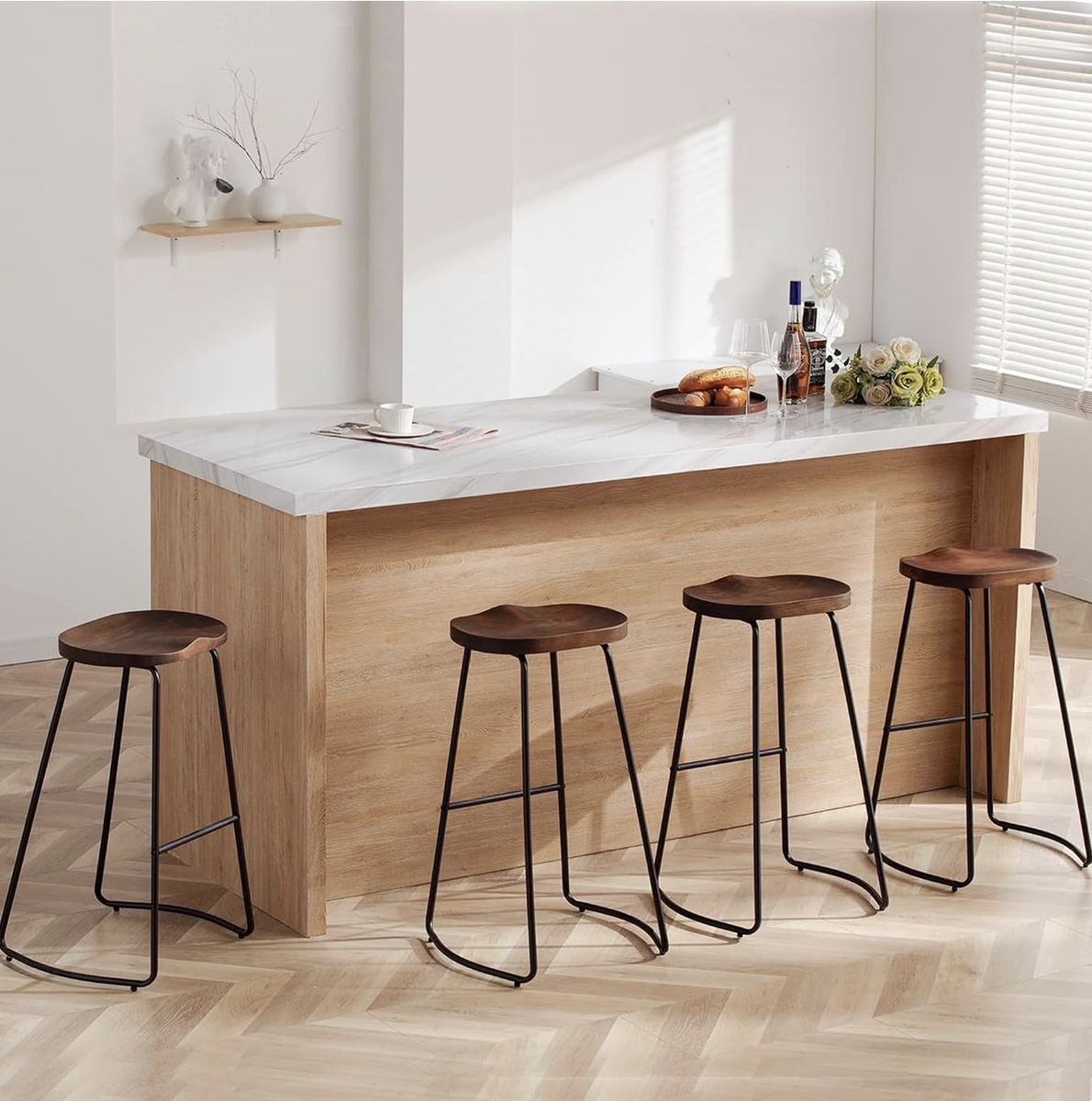 4 Saddle Seat Bar Stools