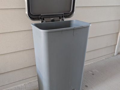 Grey Rectangular Kitchen Step Trash Can | Stainless Steel Accent Pedal