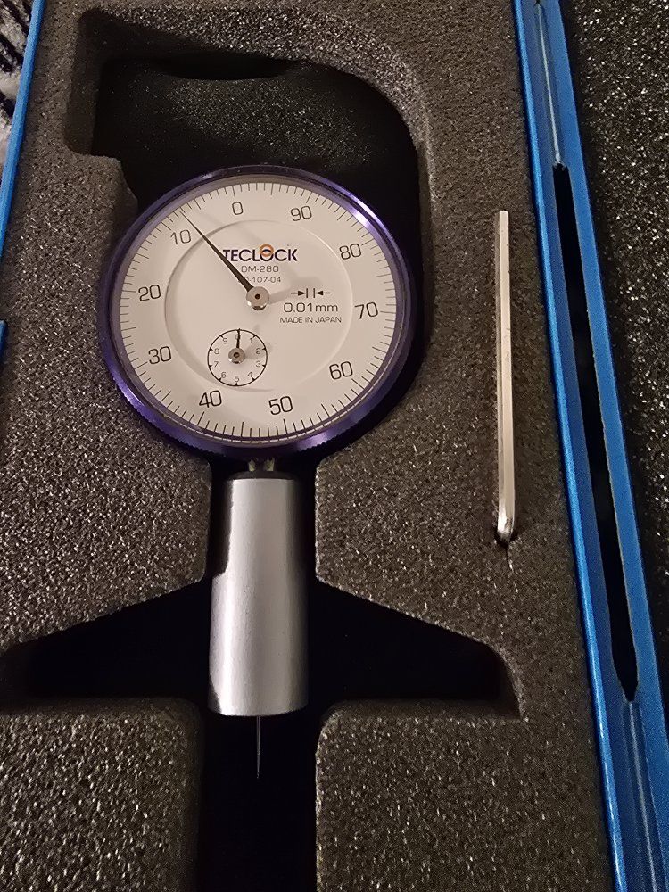 Teclock DM-280 Dial Depth Gauge 0.01mm Made in Japan with Case