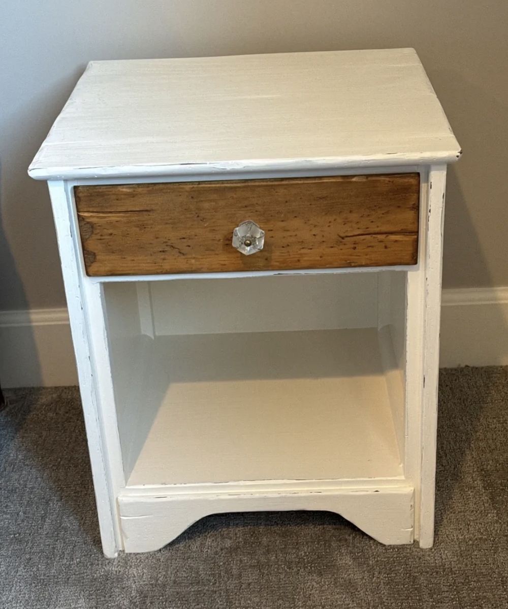White painted bedside table