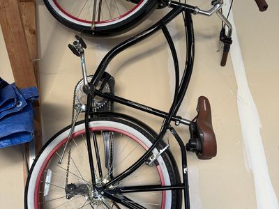 Schwinn Cruiser Bike Black with White Wall Tires and Red Rims