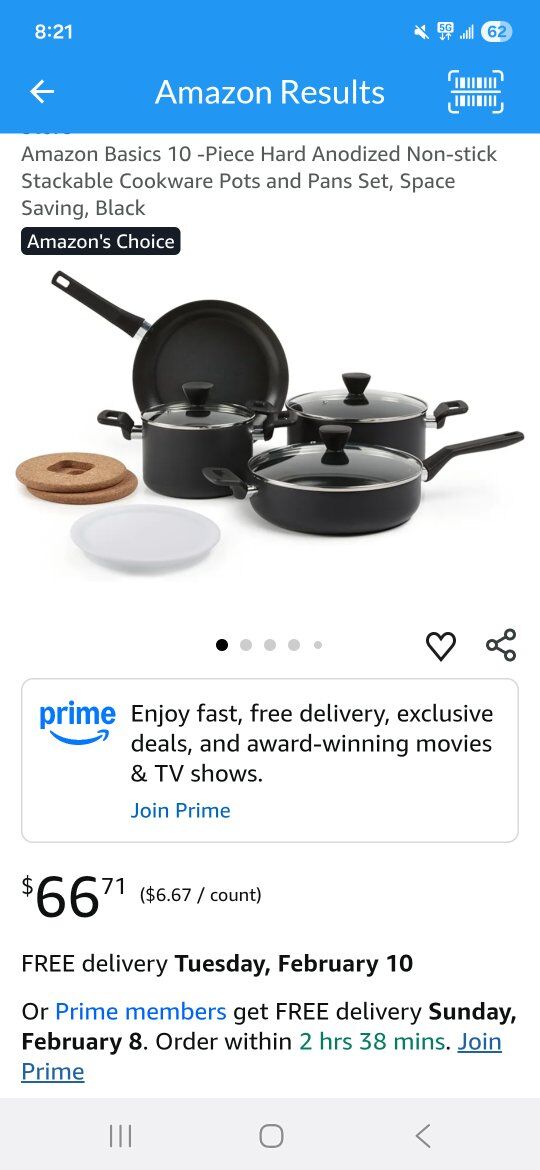 Amazon Basics 10 -Piece Hard Anodized Non-stick St