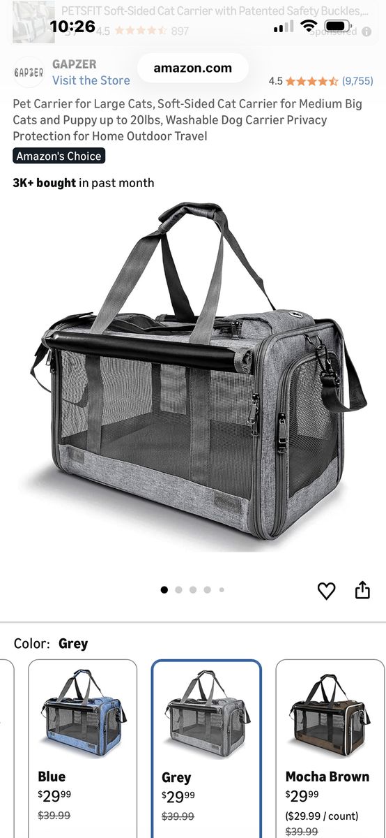 Gapzer Pet Carrier Medium Pets Up To 20lbs