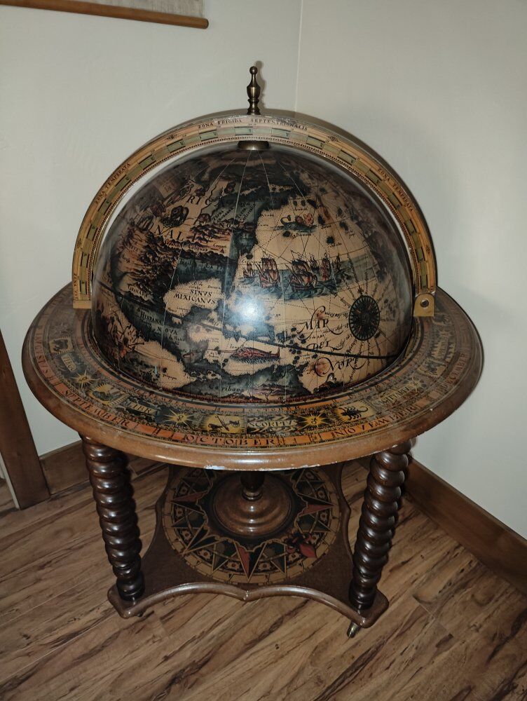 vintage 1970s Italian Zoffoli Zodiac Globe Bar