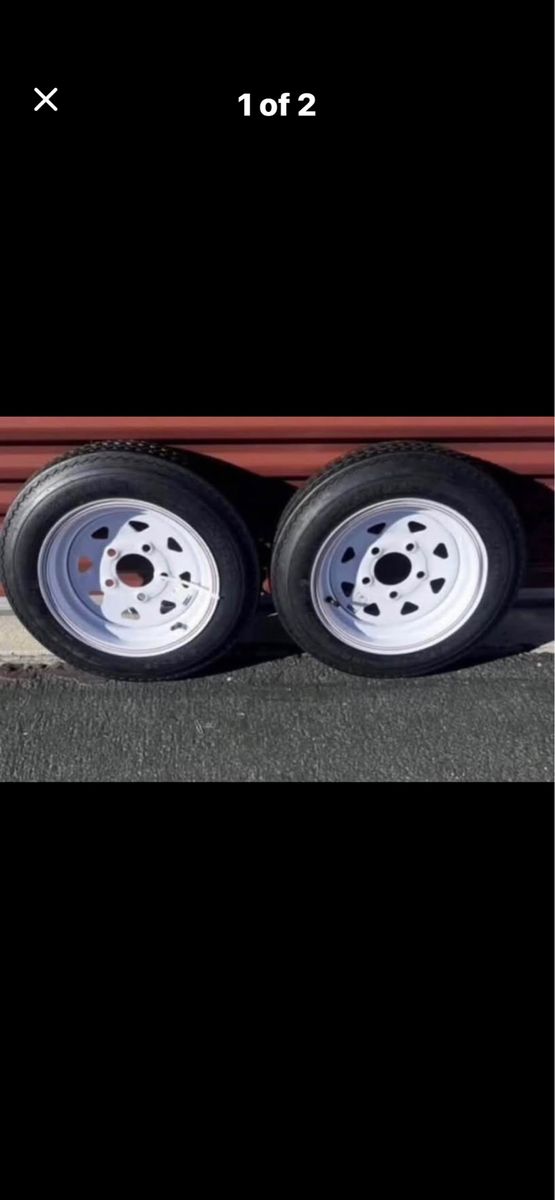 New Set of 2 ST 4.80-12 Trailer Tires Mounted on New White Spoke Wheels.        4.5 on 5 Pattern