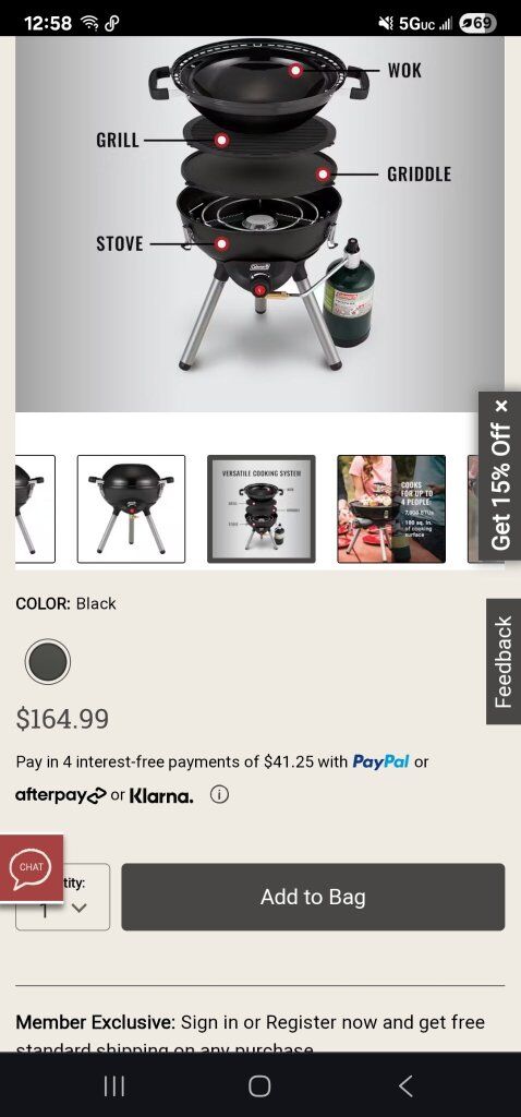 Black Coleman Camp Stove Propane