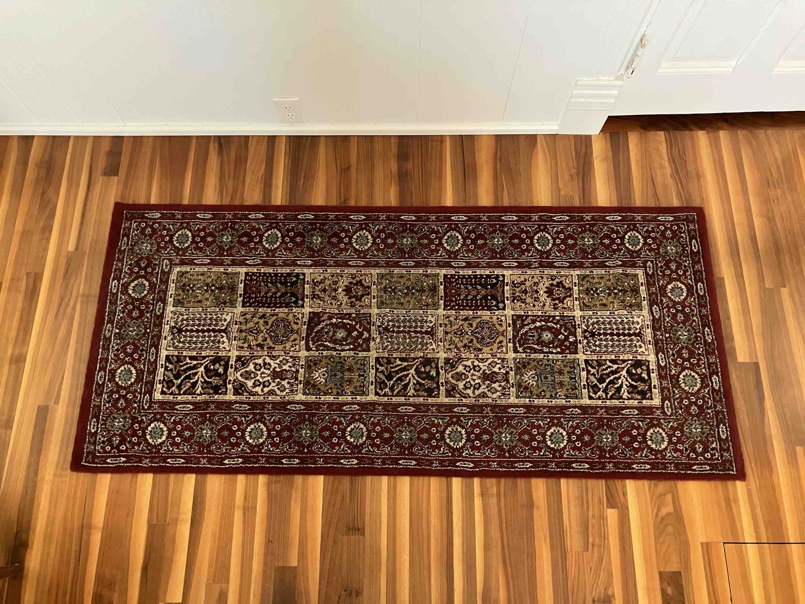 IKEA Small Runner Rug - Valby Ruta, Maroon/Beige/Olive, 31” X 71”