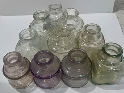 10 Antique ink bottles