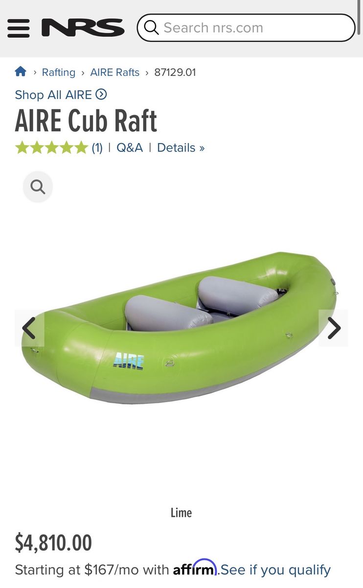 Aire Cub whitewater raft