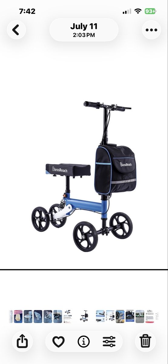Brand New and Fully Assembled Bless Reach Post Surgery knee Foot Knee Scooter With Shock Absorber WB-2105