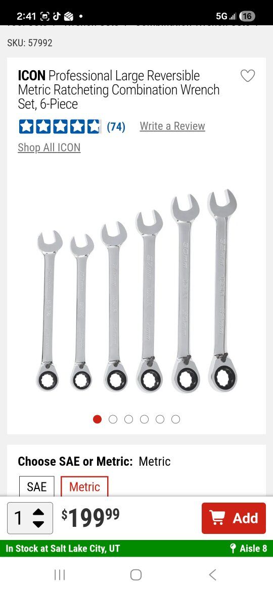 Icon large Ratcheting reversible wrench set