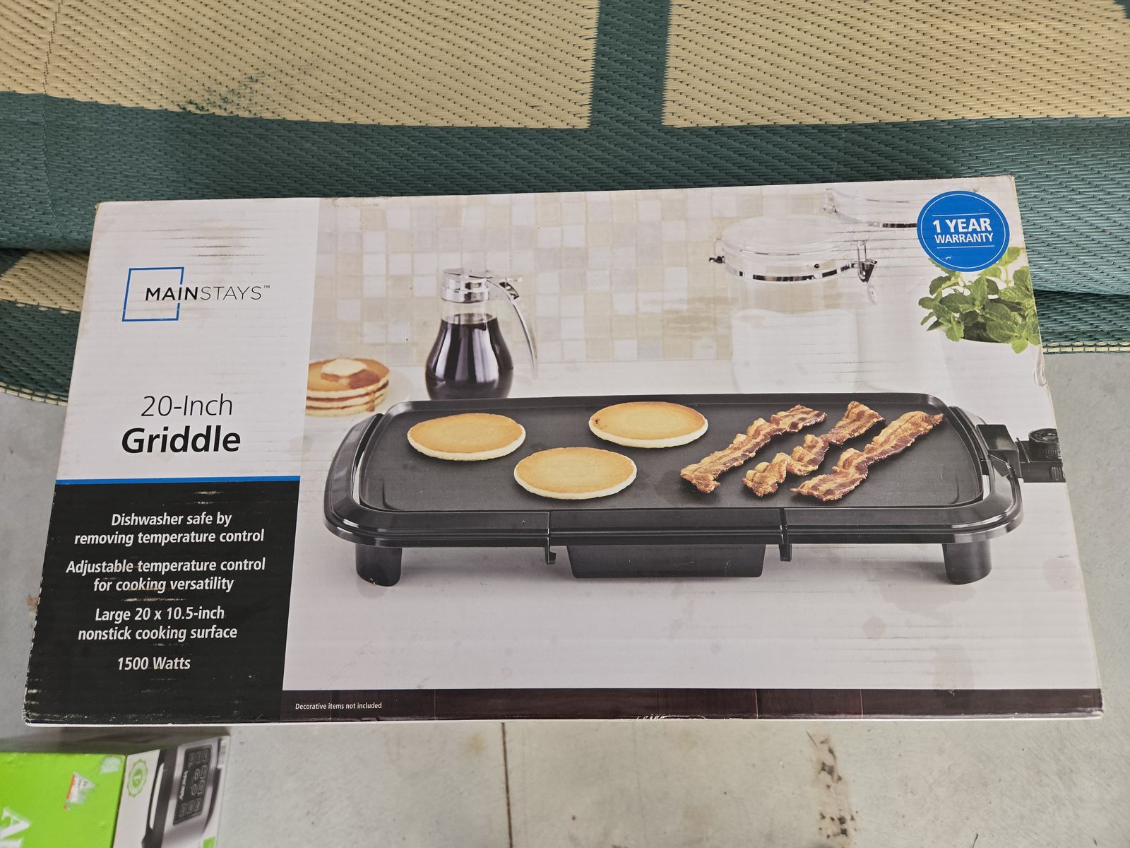 Mainstays 20” Electric Griddle - Non-Stick, Temperature Control,1500 W,Ceramic Coating
