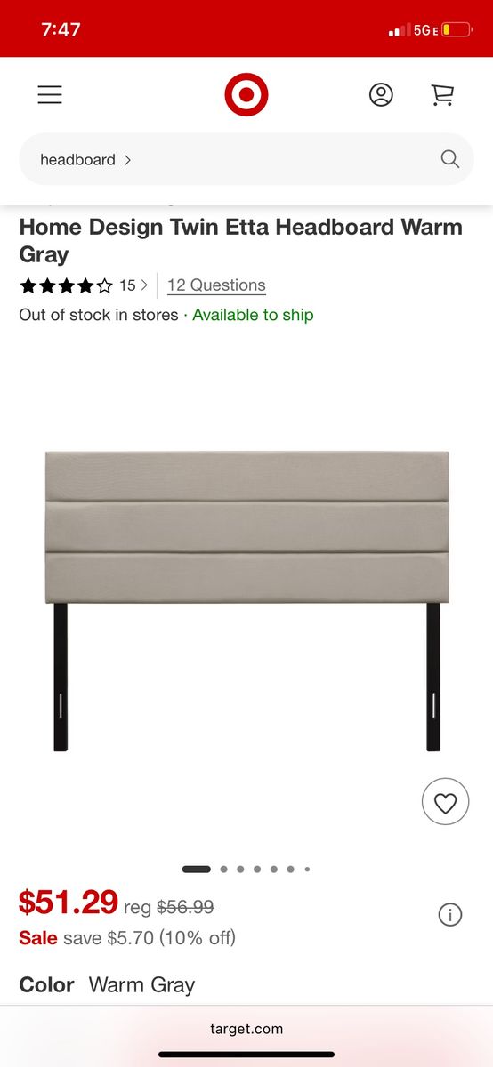 Home Design Twin Etta Upholstered Headboard - Warm Gray