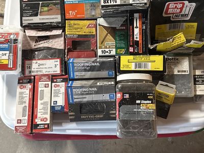 Assorted Hardware Fastener Lot - Screws, Nails, Anchors, Staples (Various Sizes)