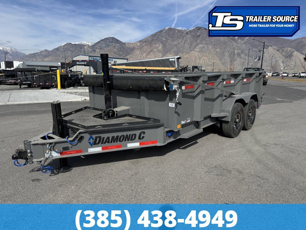 7x14 Diamond C LPT 207 Dump Trailer - 32" Sides - 15.5K GVWR - 14 Ply Tires, Long Arm Tarp
