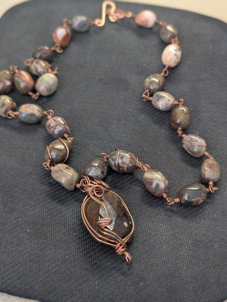 Beautifully Unique Artisan Women's Copper Wire Wrapped Pendent Necklace