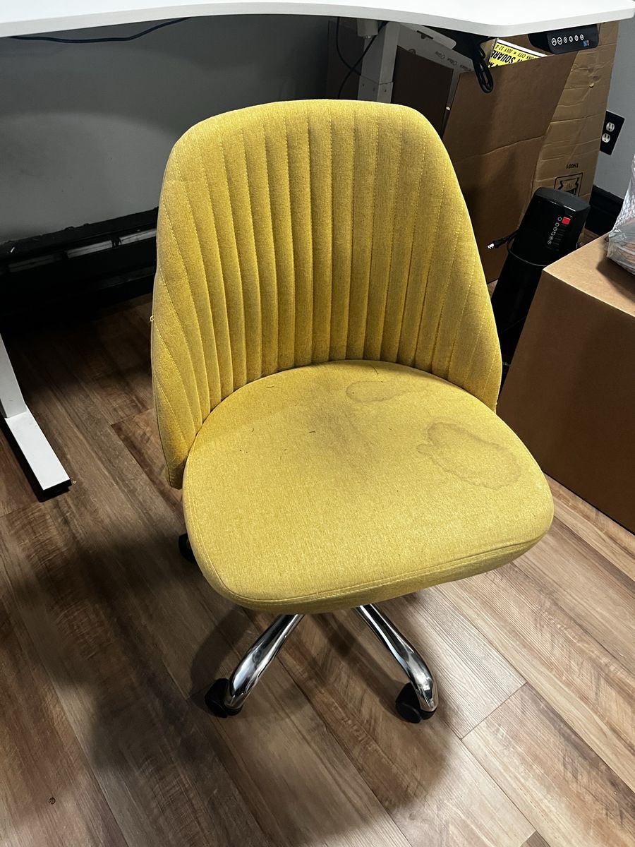 Yellow Upholstered Swivel Desk Chair with Wheels - Modern Office Furniture