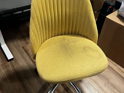 Yellow Upholstered Swivel Desk Chair with Wheels - Modern Office Furniture