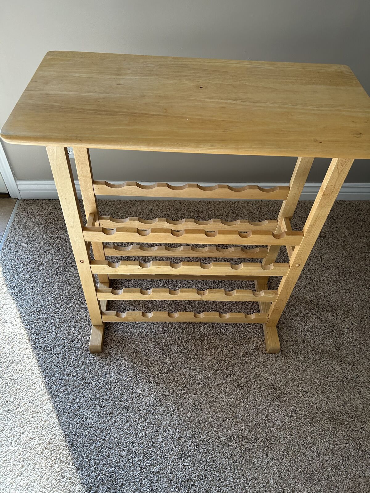 Wooden Wine Rack Table – Holds 24 Bottles + 12 Stemware