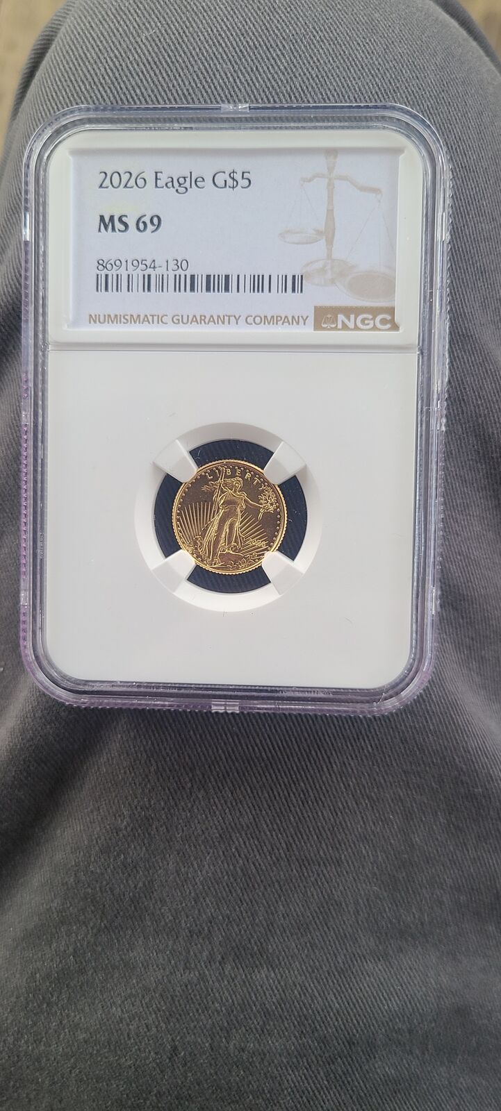 Ms 69 5 dollar gold eagle.