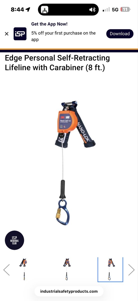3M Edge Personal Self-Retracting Lifeline with Carabiner 8 ft.