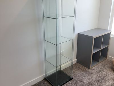 IKEA Detolf Glass Display Cabinet/Curio Cabinet - Black/Clear, 4-Shelf