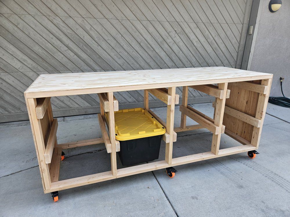 Tote Bin Storage Rack shelf and Workbench