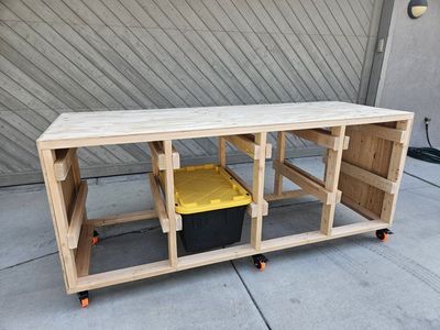 Tote Bin Storage Rack shelf and Workbench