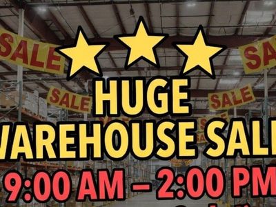 Warehouse Sale – This Friday the 15th and Saturday the 16th!
9:00 AM – 2:00 PM (Two Days Only!)
Join us for a huge warehouse