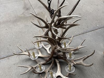 Rustic Real Antler Chandelier 8-Light Lodge Cabin Decor Unique Lighting Fixture