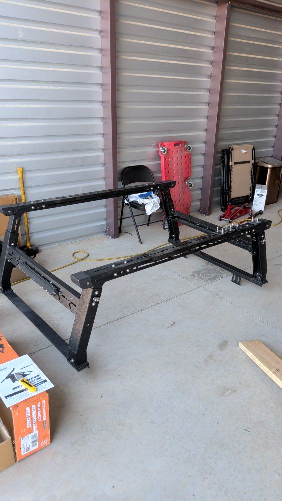 Universal Truck Bed Rack with Integrated LED Light Bar - Adjustable Cargo Carrier