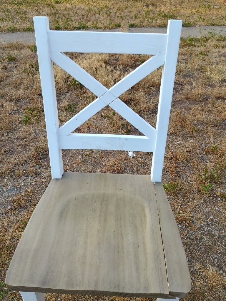 cute white and natural wood project chair
