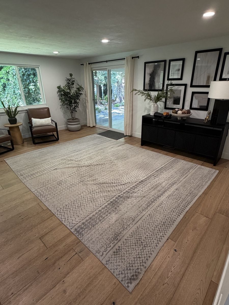 Large 9x12 Area Rug - Neutral Tones Geometric Pattern