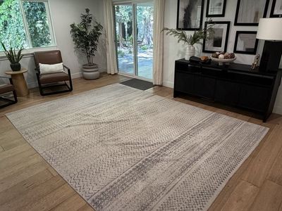 Large 9x12 Area Rug - Neutral Tones Geometric Pattern