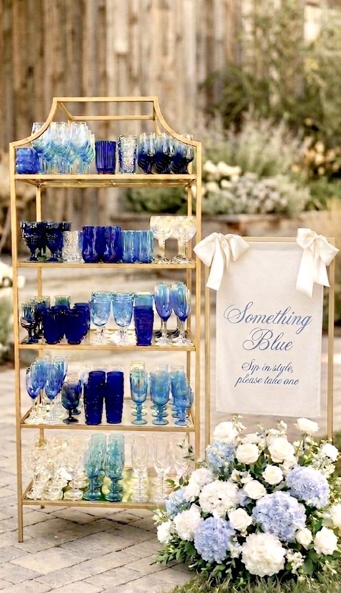 Something Blue Wedding Glassware Rental | Vintage Blue Goblets