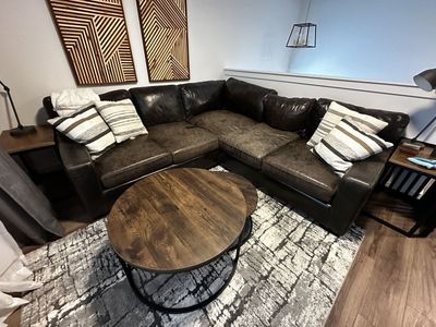 Brown leather 3-piece sectional