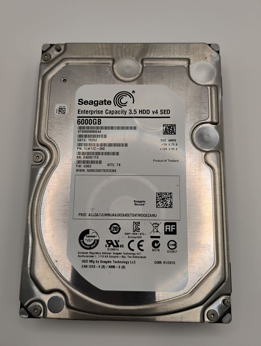 Seagate Enterprise 3.5" HDD v4 SED 6TB SATA III 7200 RPM Hard Drive ST6000NM0044