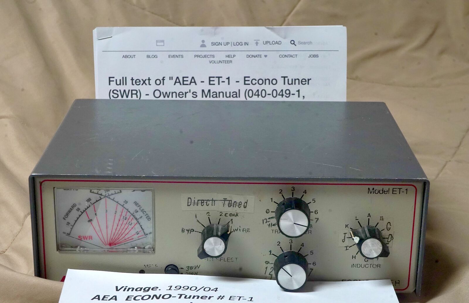 Vinage. 1990/04  AEA  ECONO-Tuner # ET-1