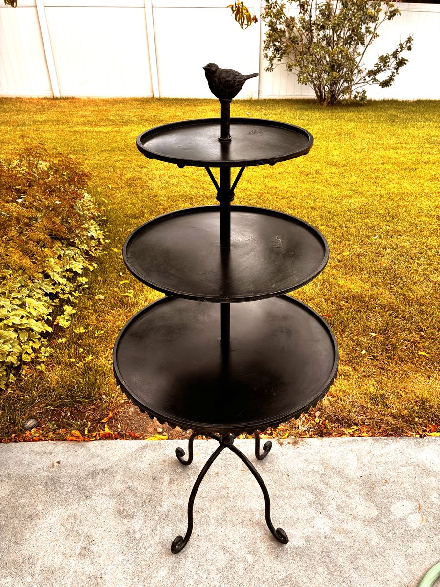 WROUGHT IRON 3 TIER  DISPLAY TABLE